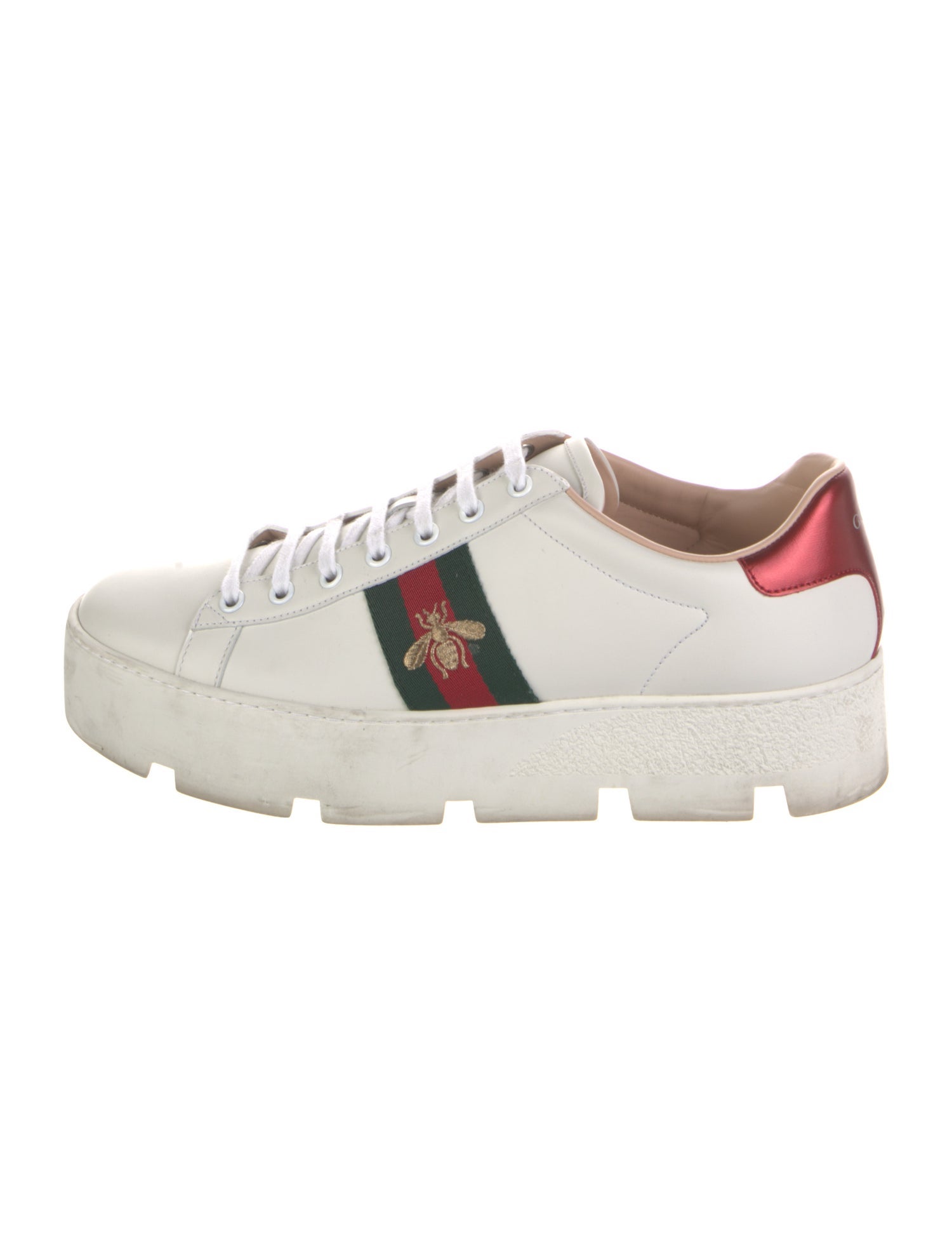 Gucci Web Accent Leather Sneakers