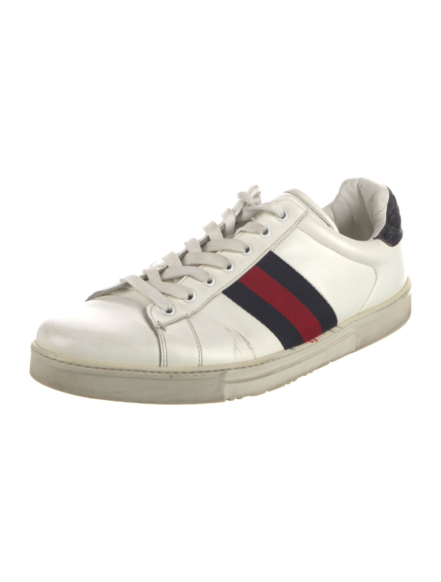 Gucci Web Accent Leather Sneakers