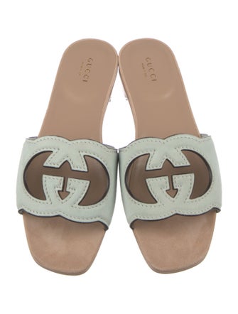 Gucci Interlocking G Logo Leather Slides
