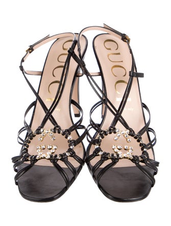 Gucci Interlocking G Logo Leather Slingback Sandals