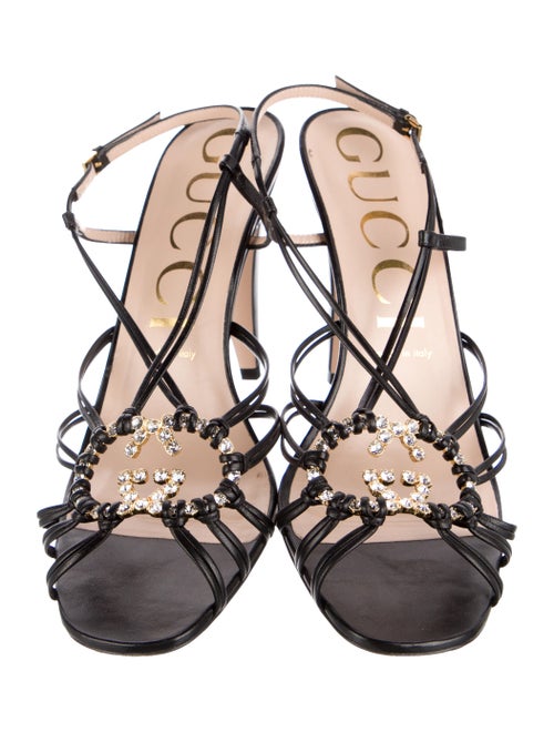Gucci Interlocking G Logo Leather Slingback Sandals