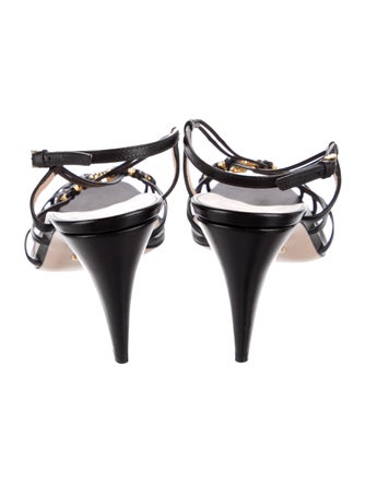 Gucci Interlocking G Logo Leather Slingback Sandals