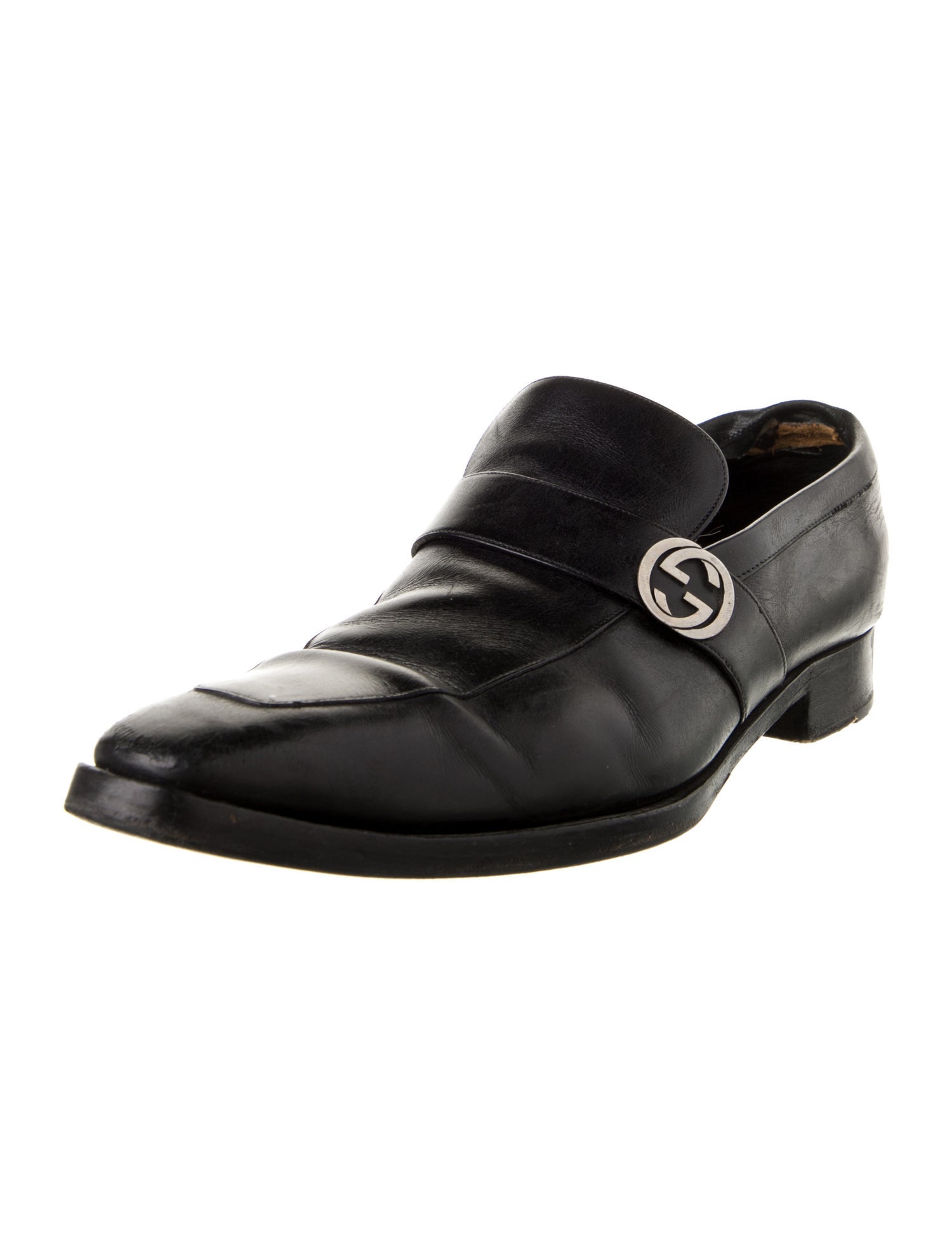 Gucci Interlocking G Logo Leather Dress Loafers