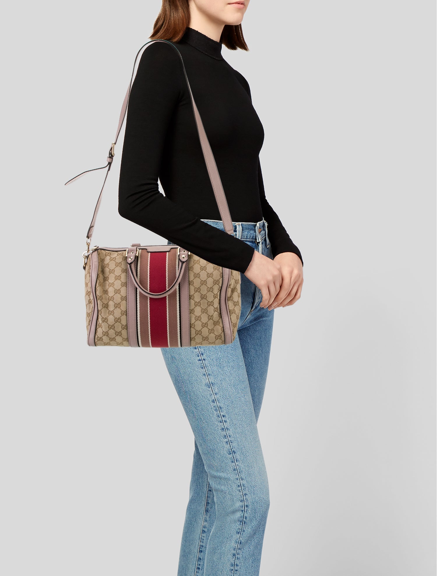 Gucci GG Canvas Web Boston Medium Vintage