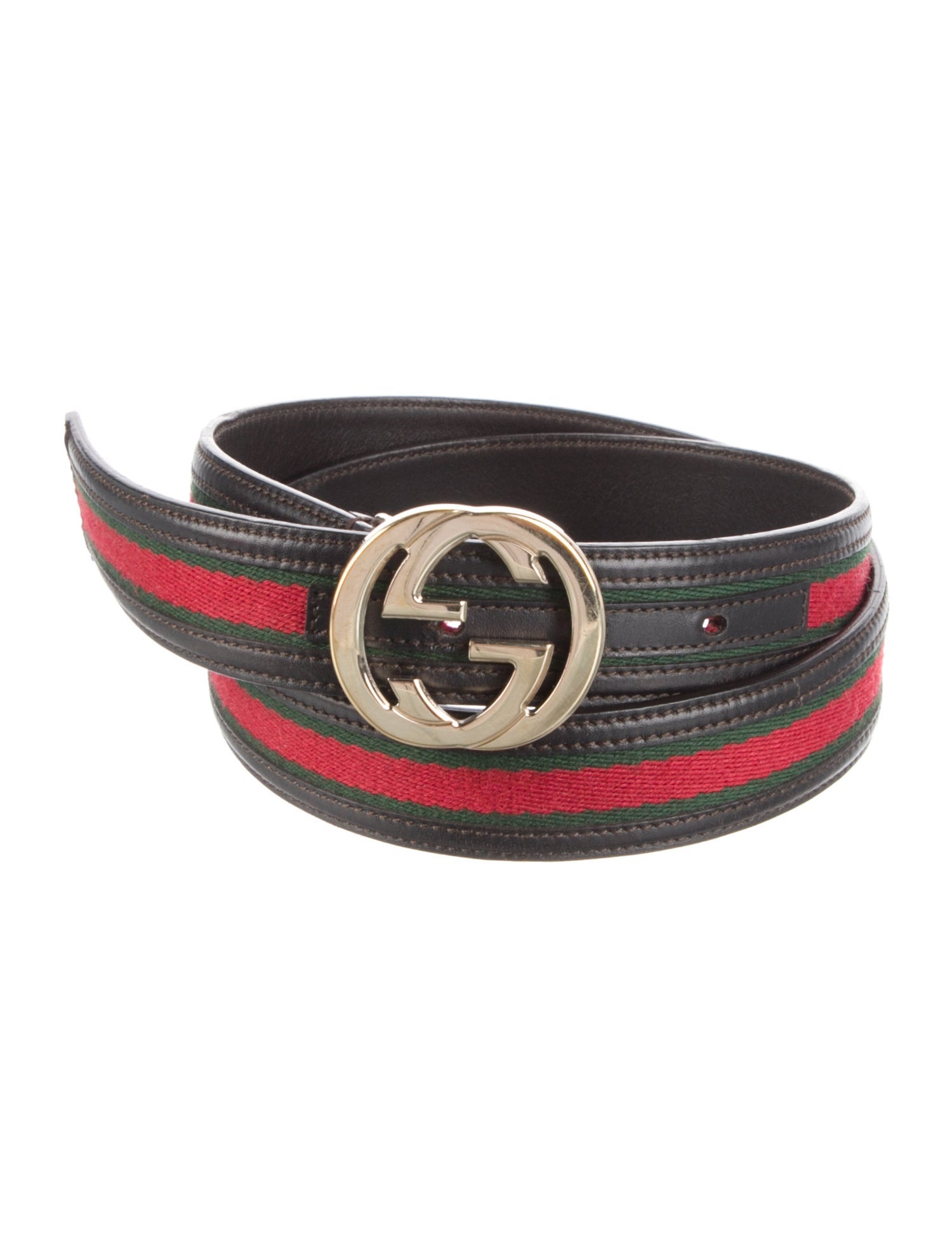 Gucci Web Accent Leather Belt