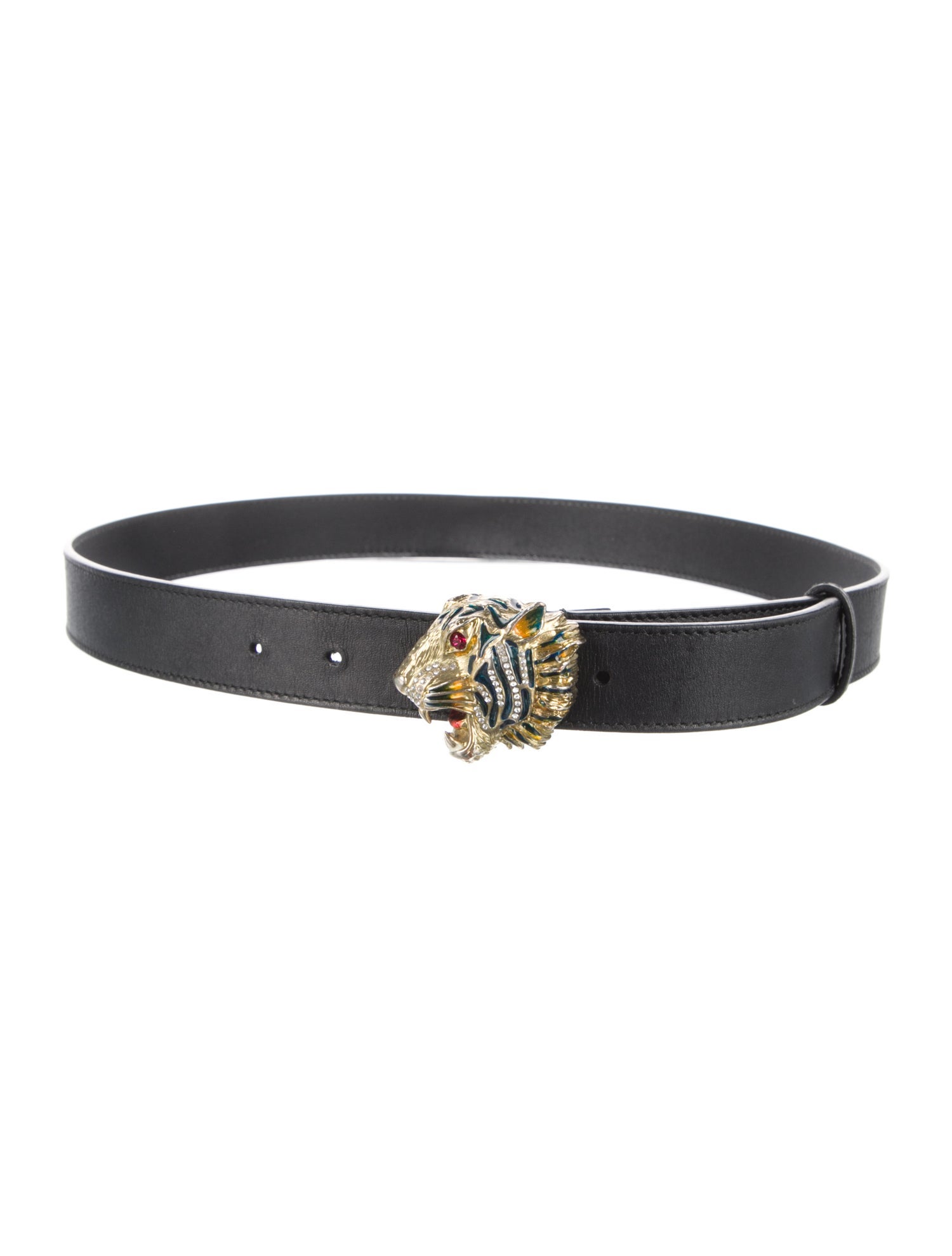 Gucci Tiger Head Accent Leather Belt