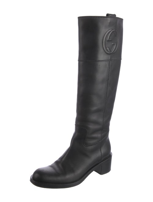 Gucci Interlocking G Logo Leather Riding Boots