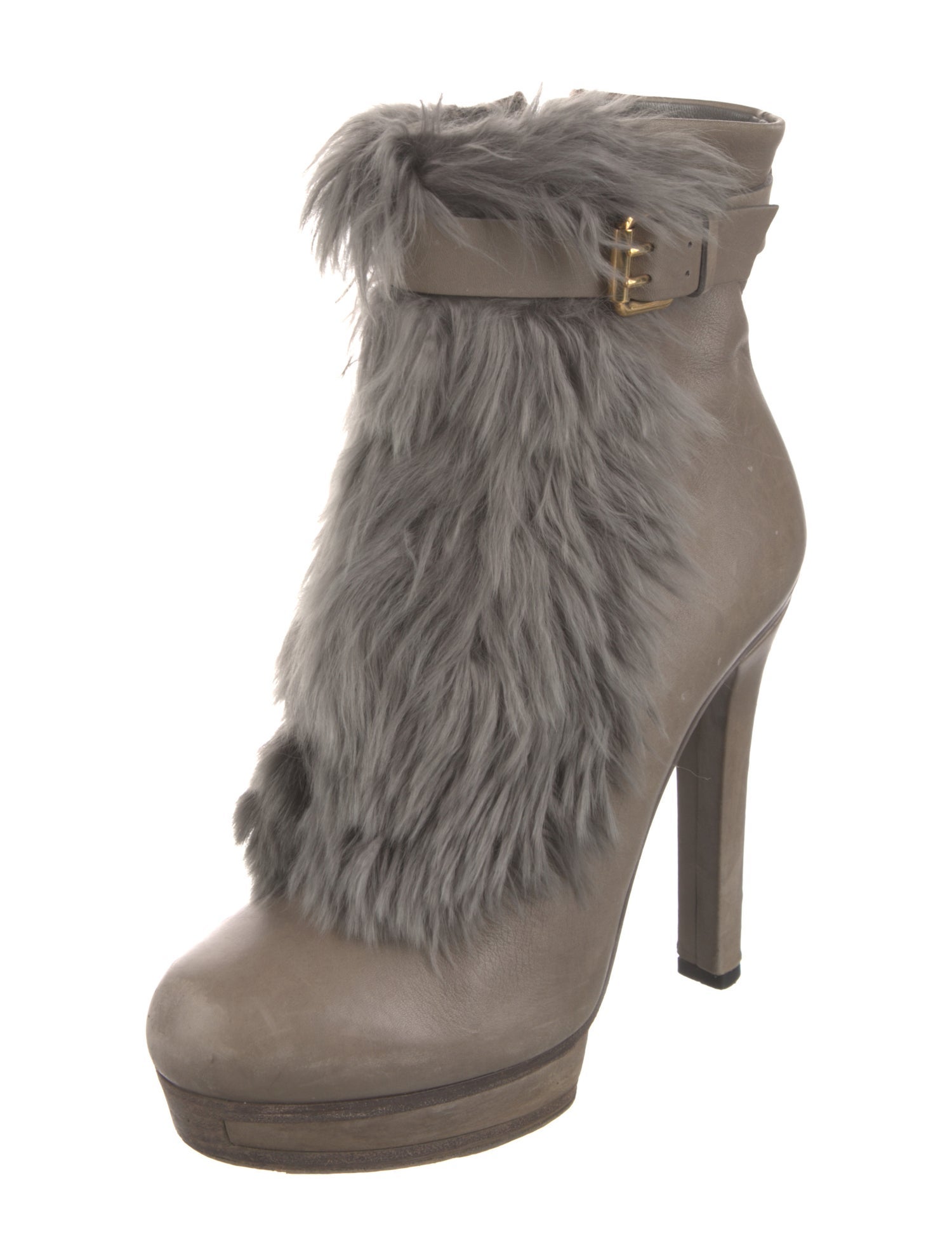 Gucci Leather Fur Trim Boots