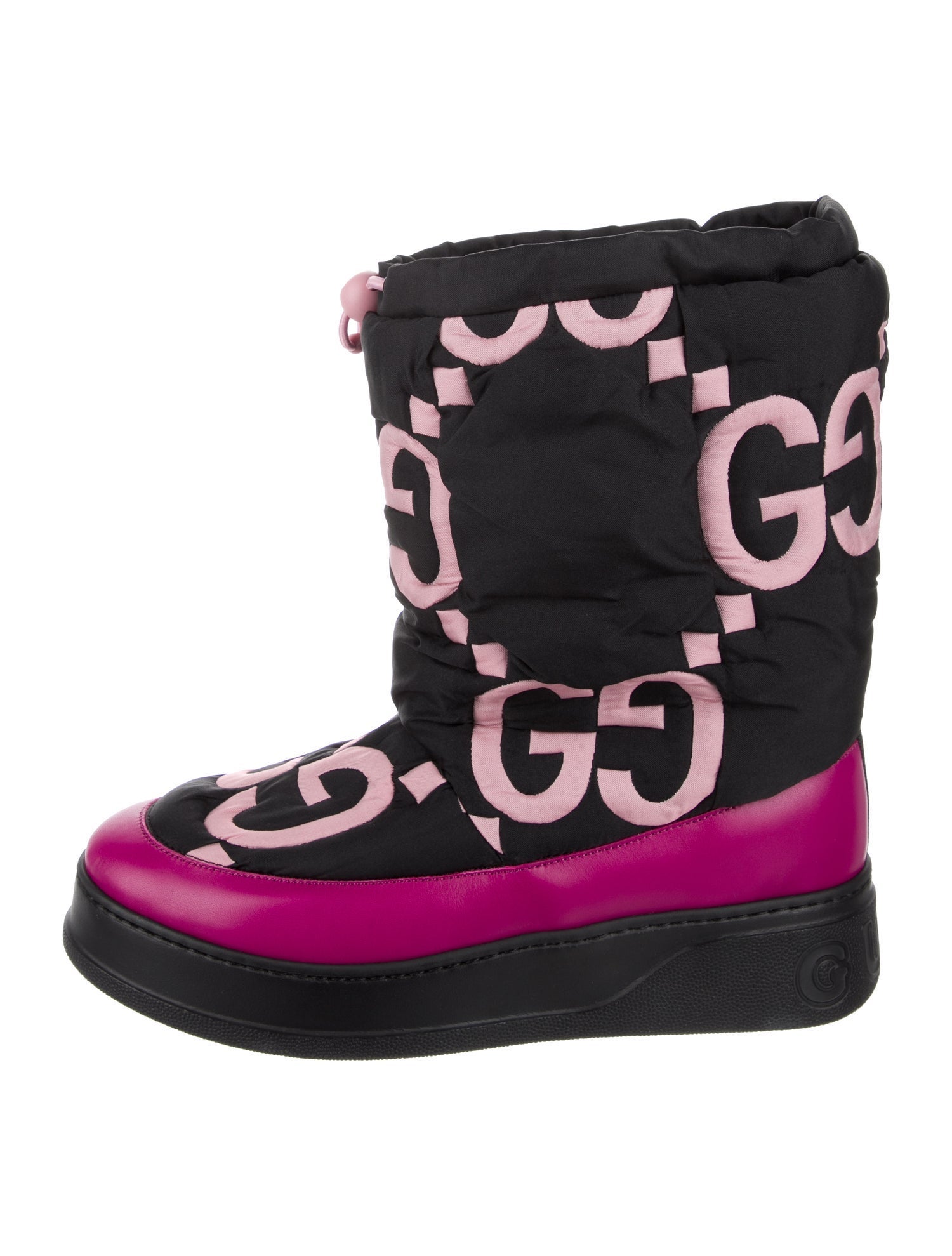 Gucci GG Logo Leather Trim Embellishment Lace-Up Boots