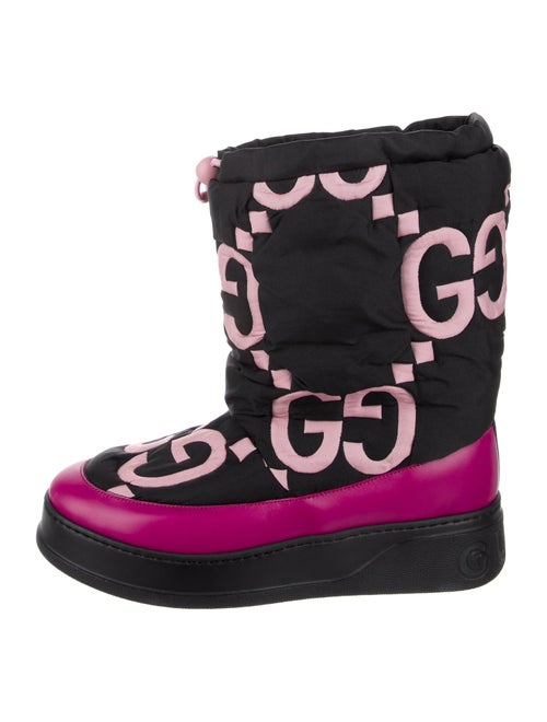 Gucci GG Logo Leather Trim Embellishment Lace-Up Boots