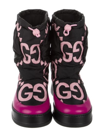 Gucci GG Logo Leather Trim Embellishment Lace-Up Boots