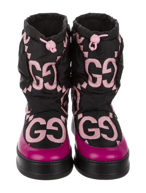 Gucci GG Logo Leather Trim Embellishment Lace-Up Boots