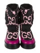 Gucci GG Logo Leather Trim Embellishment Lace-Up Boots