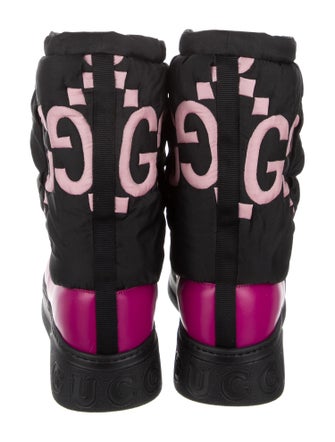 Gucci GG Logo Leather Trim Embellishment Lace-Up Boots