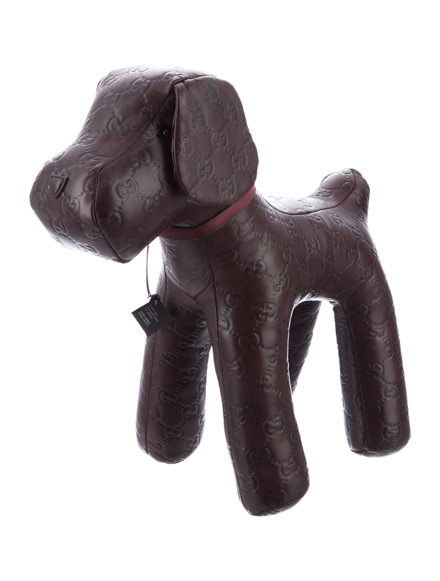 Gucci GG Embossed Leather Dog Plush w/ Tags