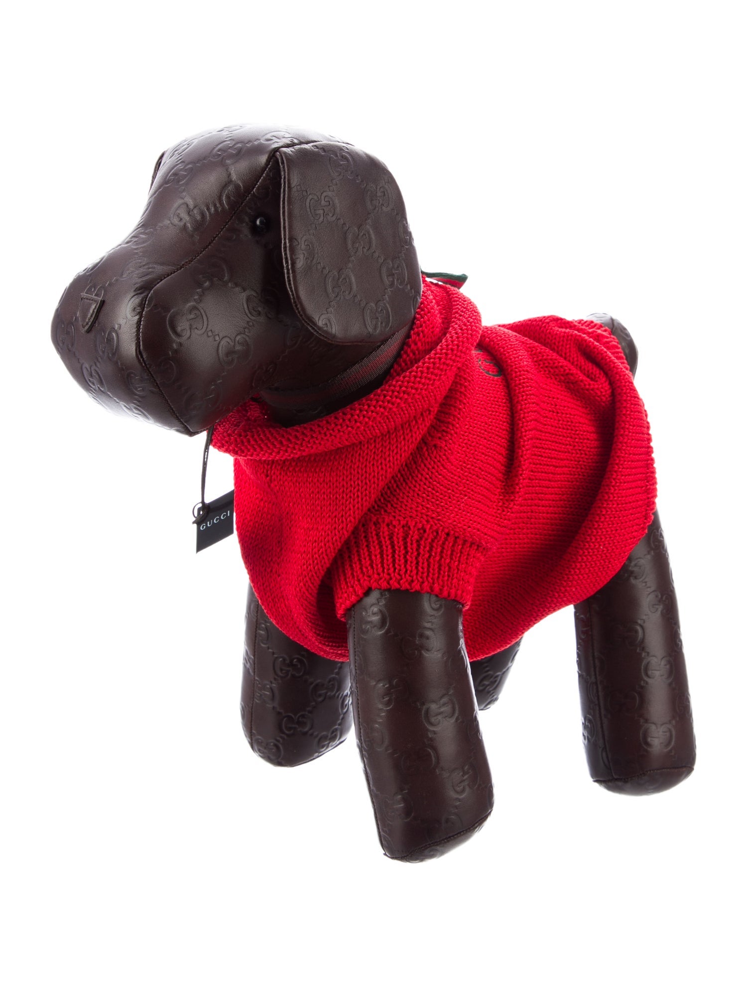 Gucci GG Embossed Leather Dog Plush w/ Tags