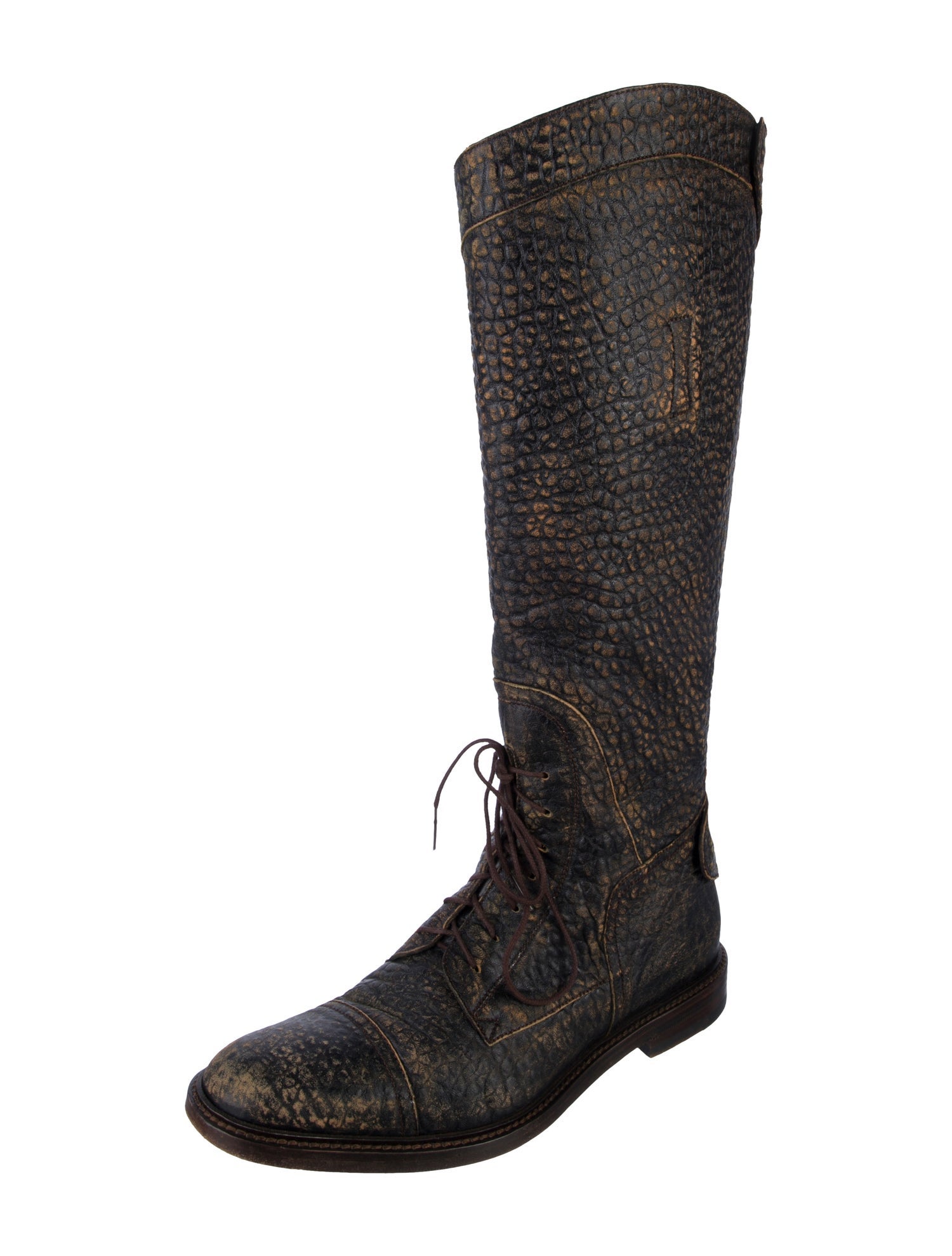 Gucci Web Accent Leather Lace-Up Boots