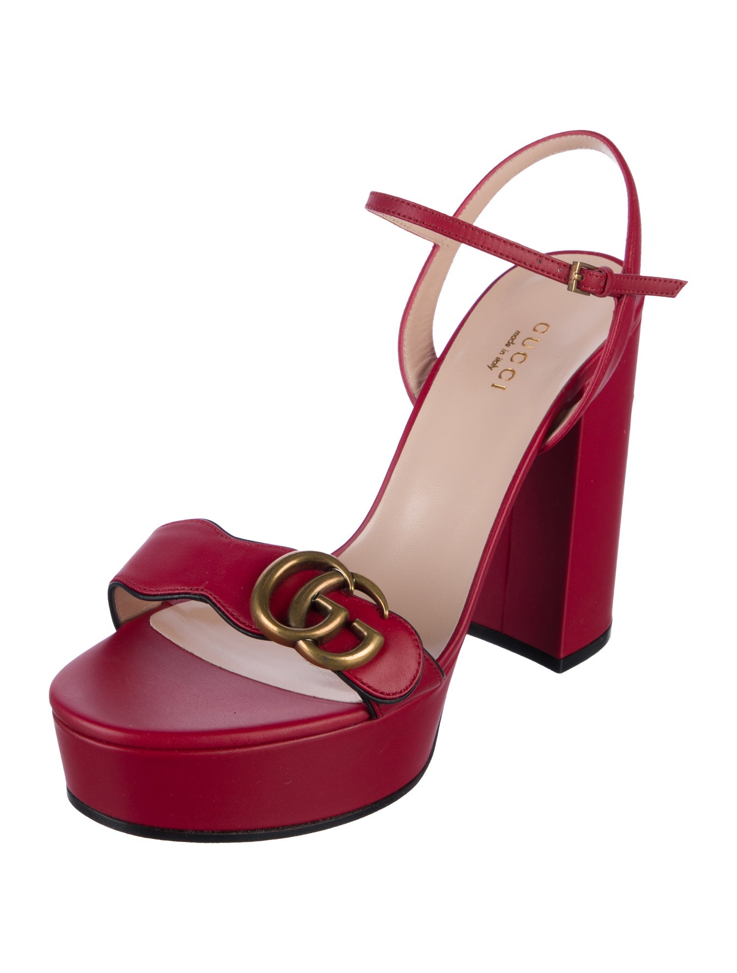 Gucci Double G Logo Leather Sandals