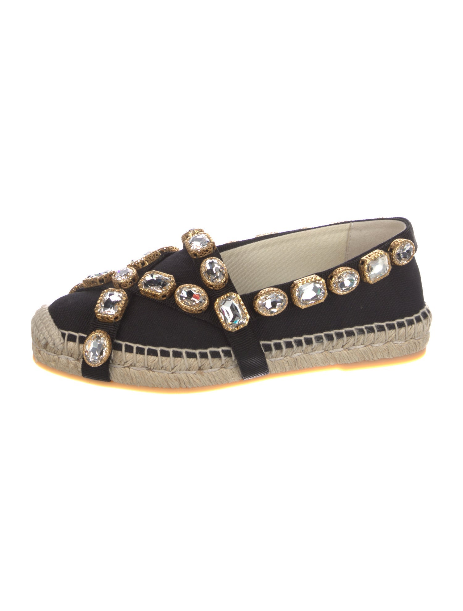 Gucci Canvas Crystal Embellishments Espadrilles w/ Tags