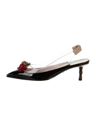 Gucci Patent Leather Crystal Embellishments Mules