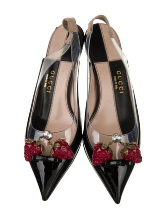 Gucci Patent Leather Crystal Embellishments Mules