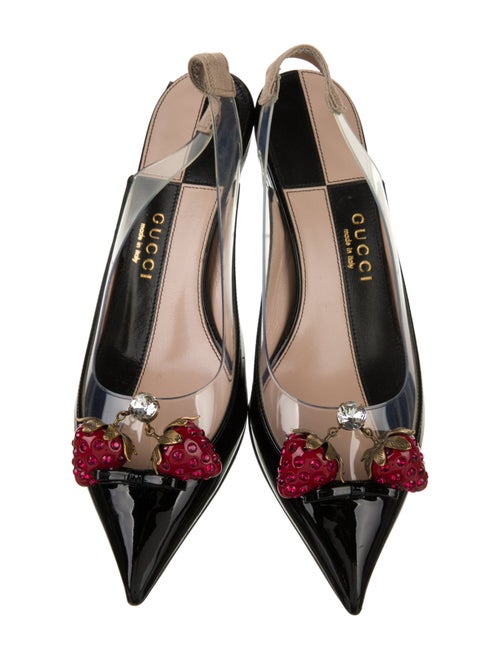 Gucci Patent Leather Crystal Embellishments Mules
