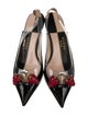 Gucci Patent Leather Crystal Embellishments Mules