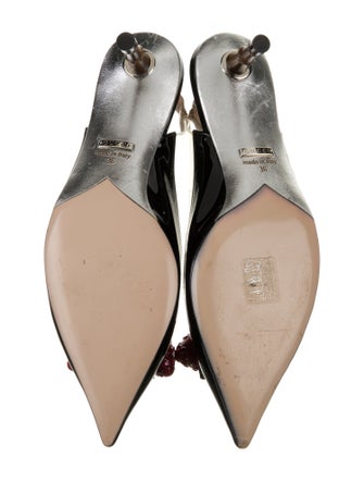 Gucci Patent Leather Crystal Embellishments Mules