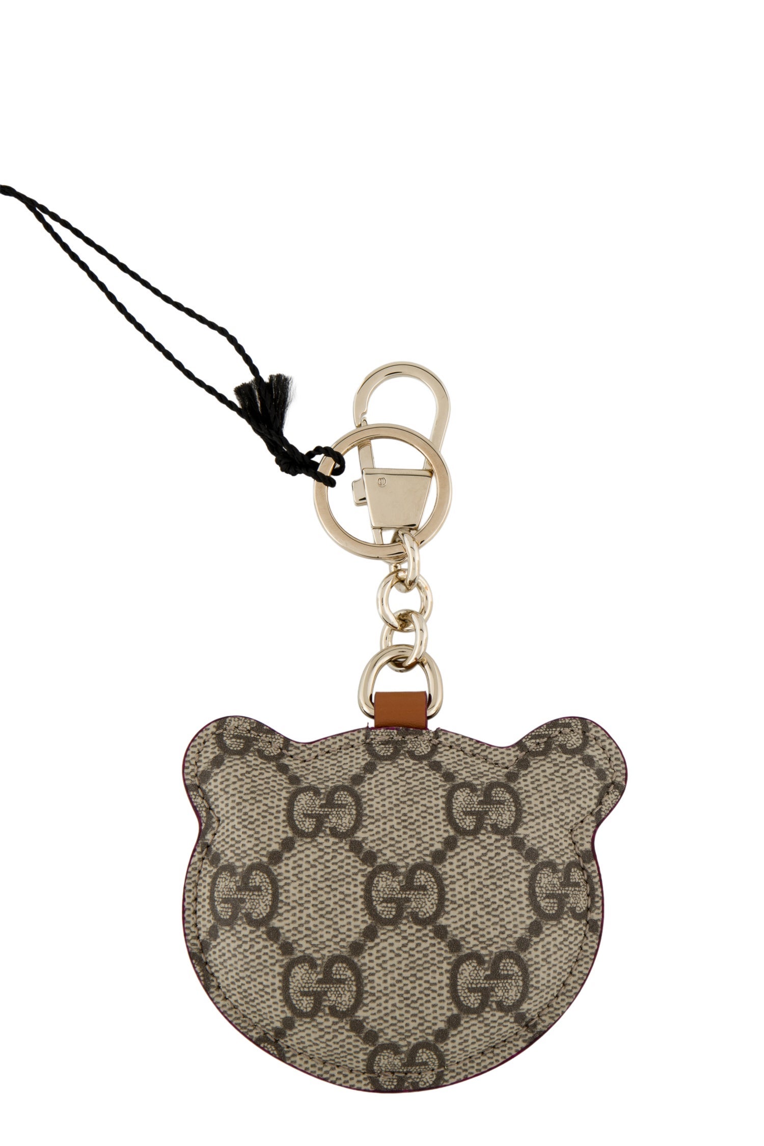 Gucci Logo Print Panda Leather Keychain