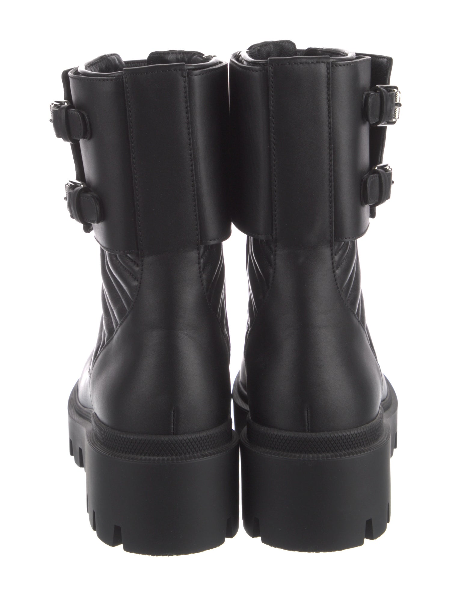 Double G Logo Leather Combat Boots