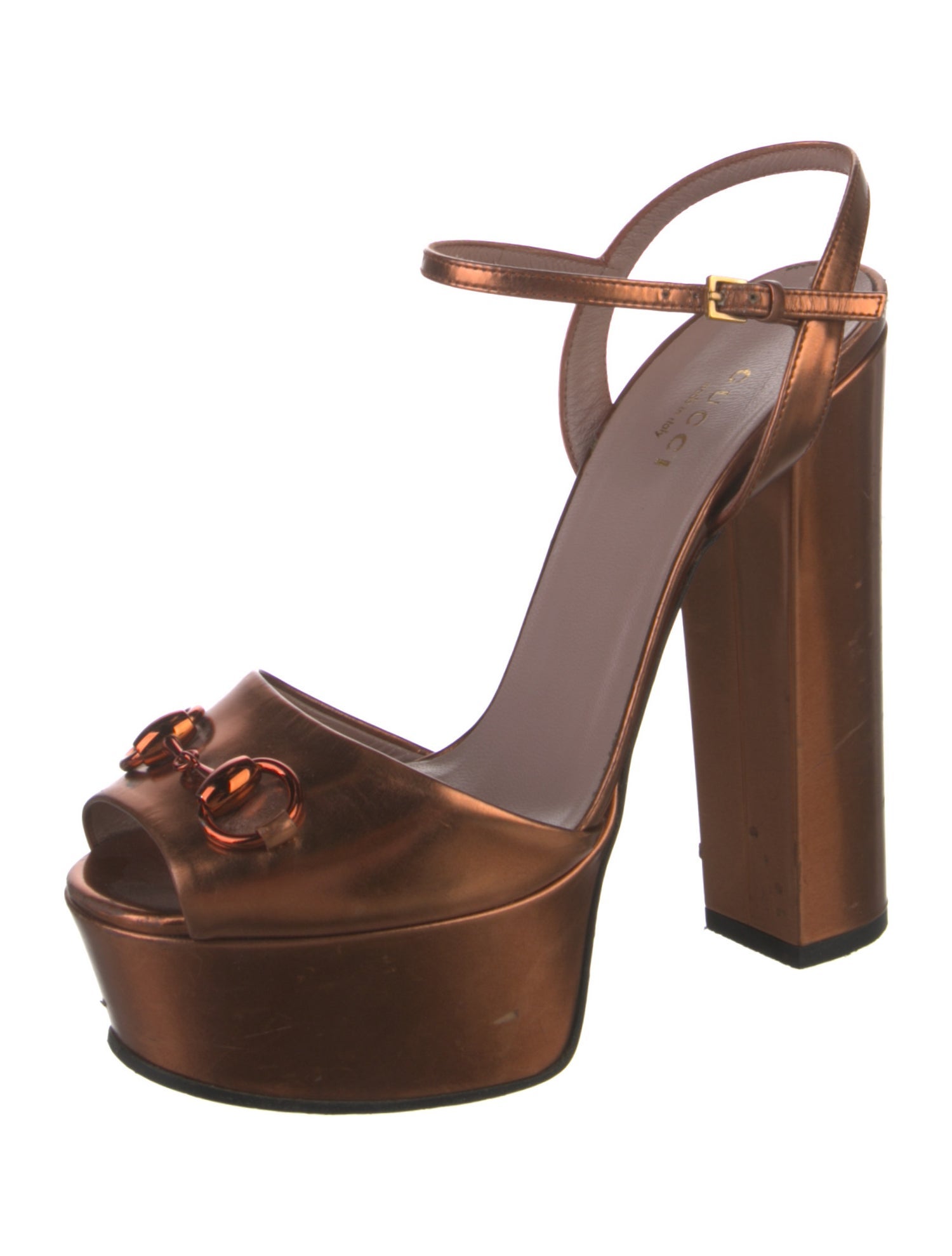 Gucci 1955 Horsebit Accent Patent Leather D'Orsay Pumps