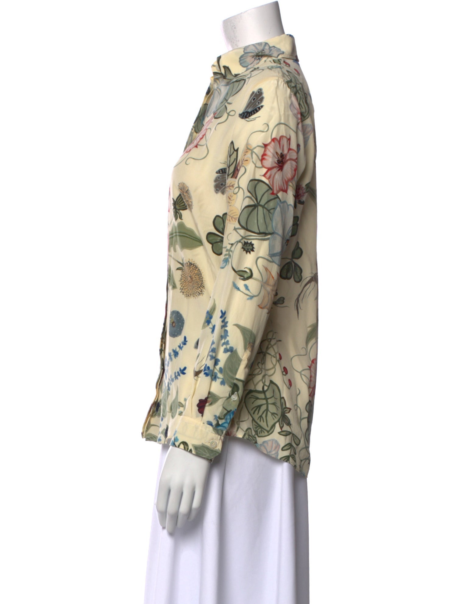 Gucci Silk Floral Print Button-Up Top