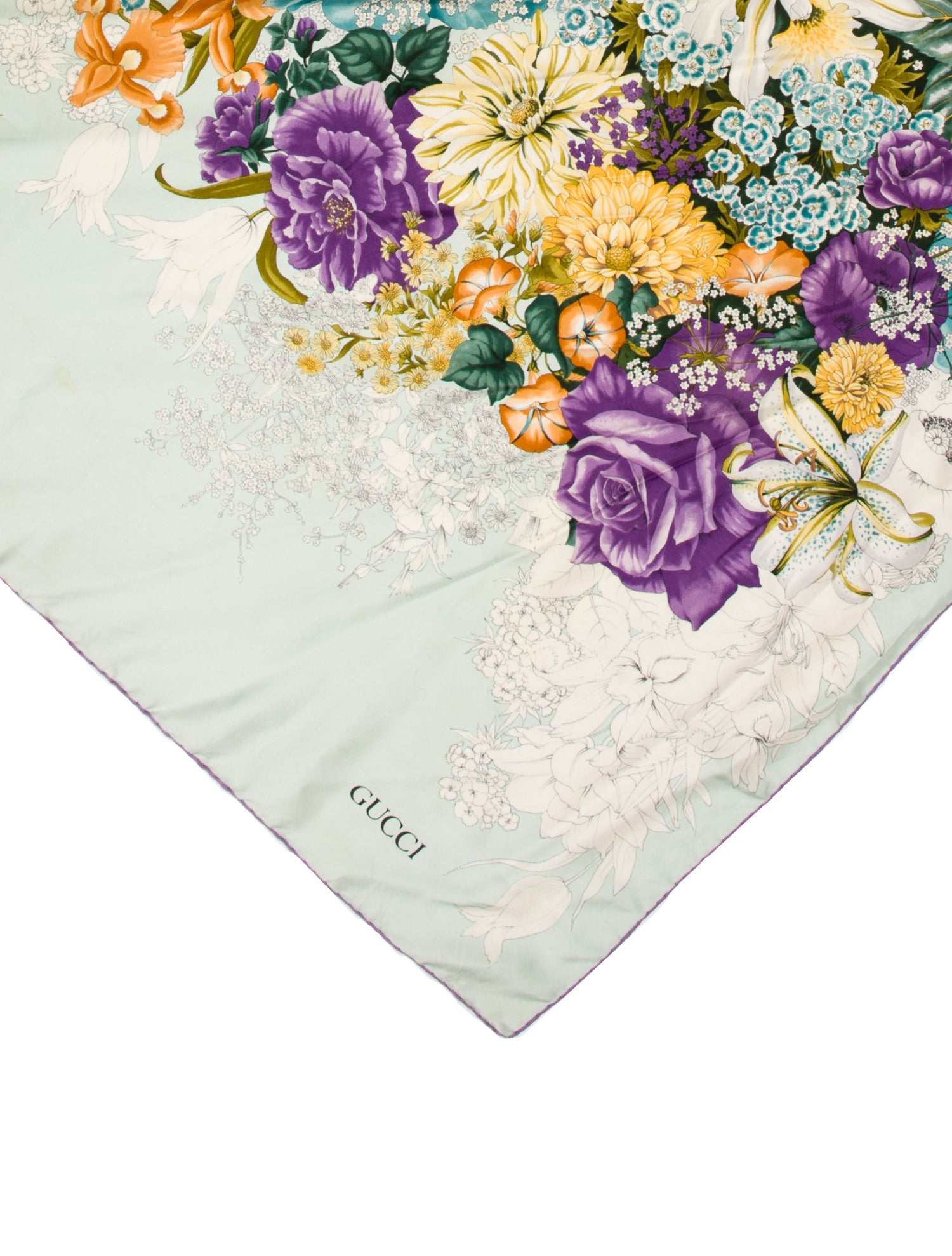 Gucci Silk Floral Print Scarf