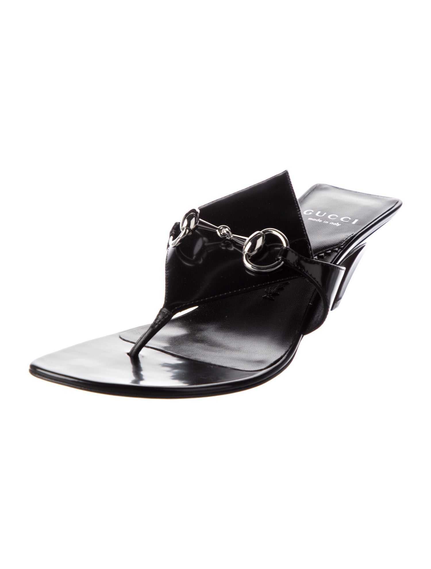 Gucci Horsebit Accent Patent Leather Slides