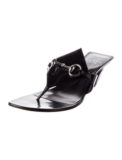 Gucci Horsebit Accent Patent Leather Slides