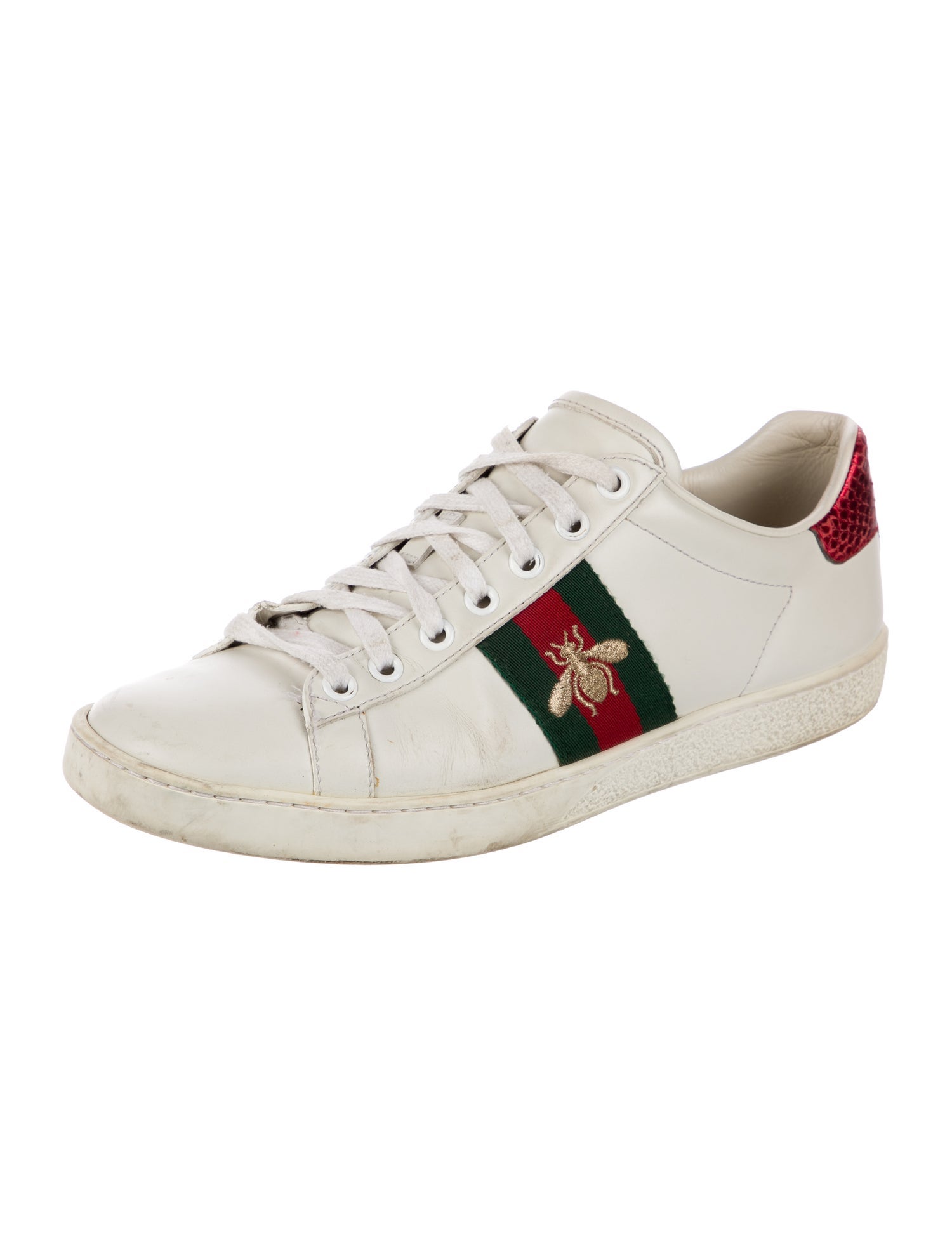 Gucci Web Accent Leather Sneakers