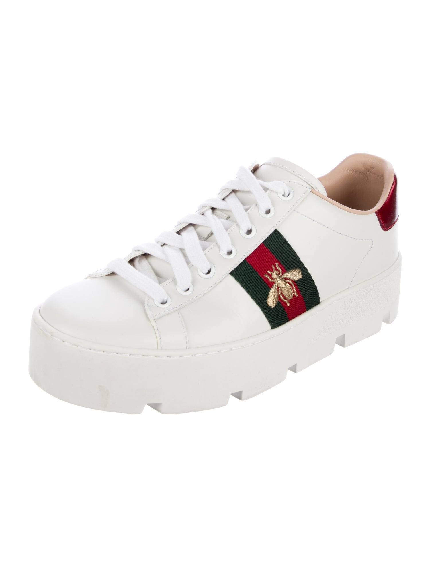 Gucci Web Accent Leather Sneakers
