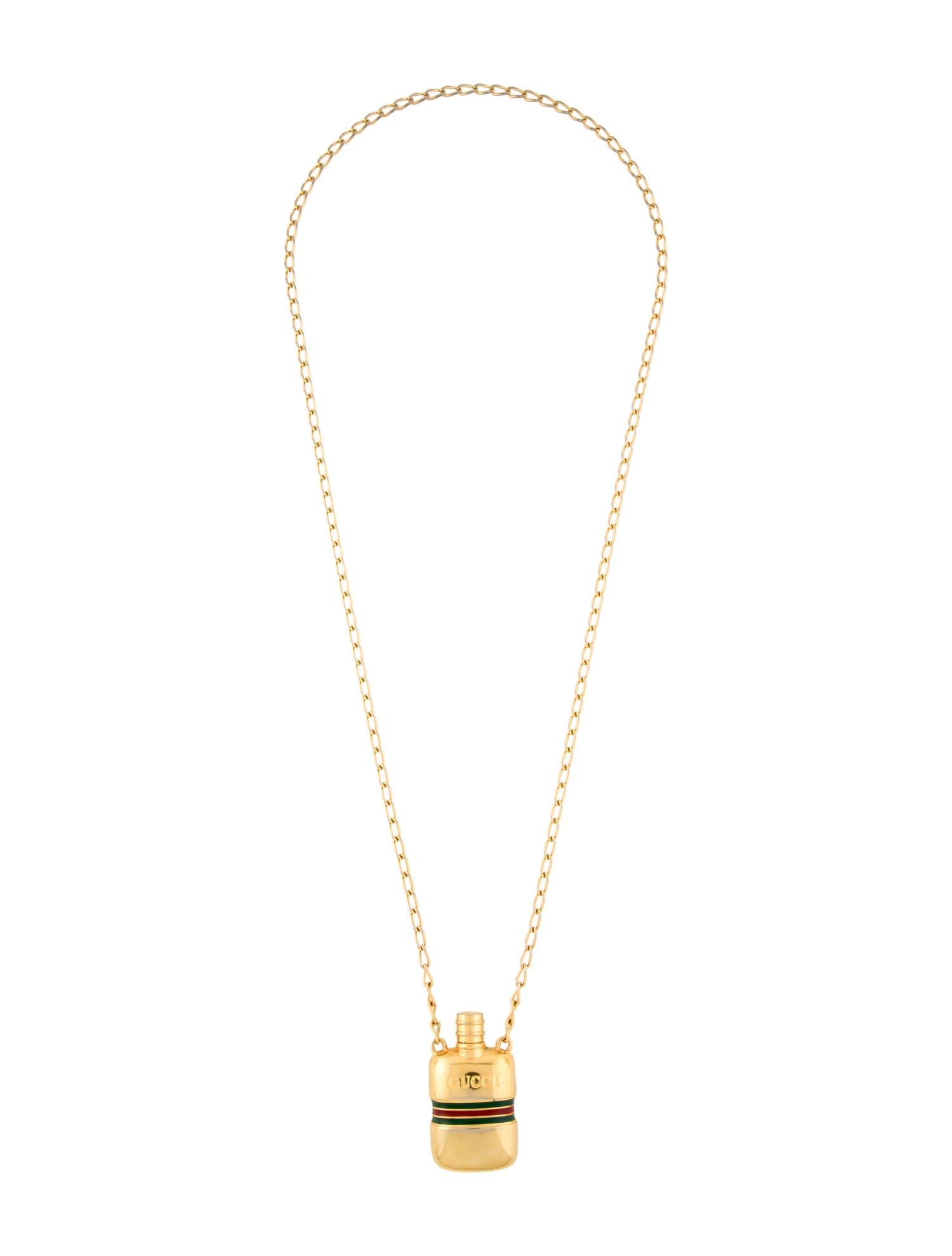 Gucci Enamel Perfume Bottle Pendant Necklace