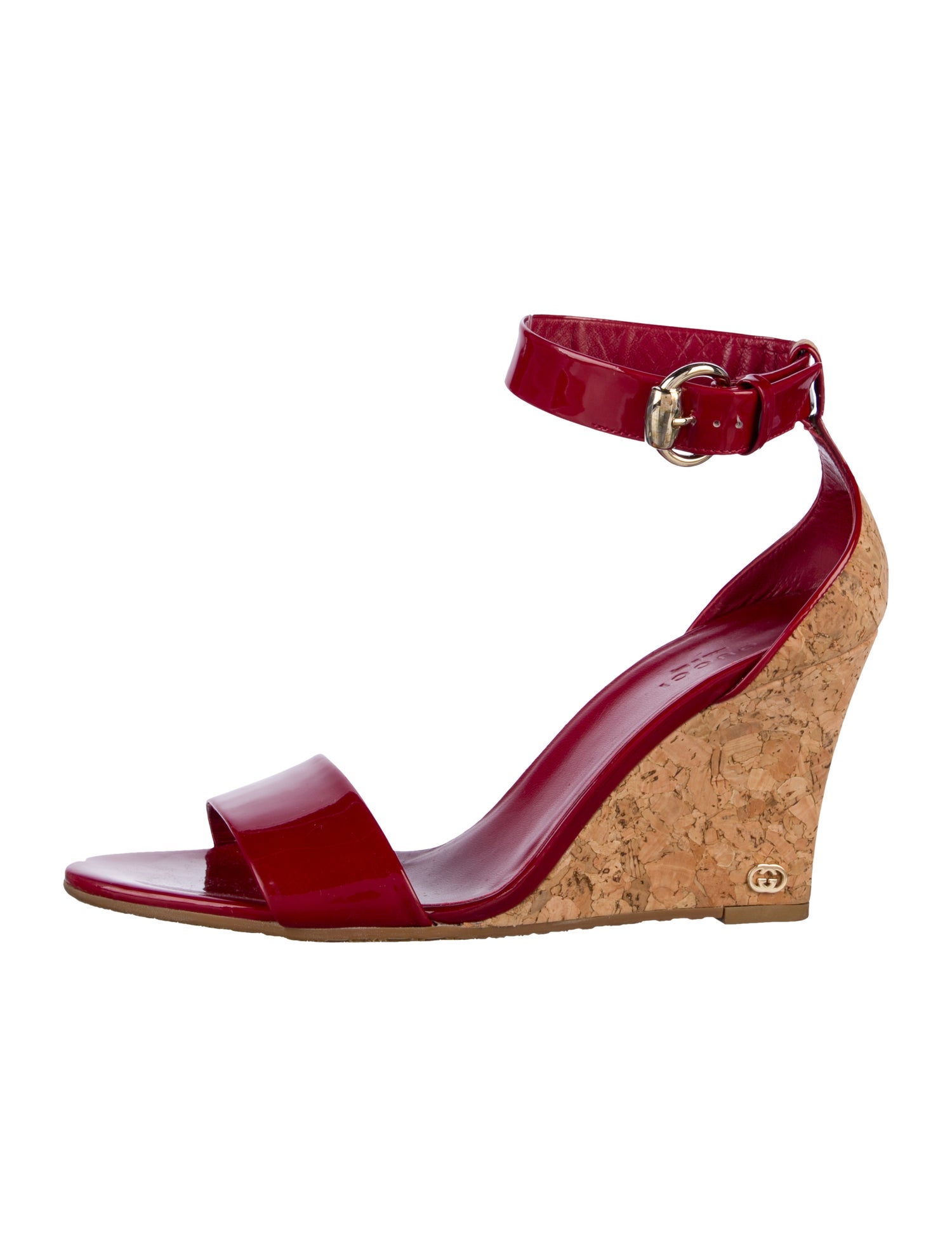 Gucci Double G Logo Patent Leather Sandals