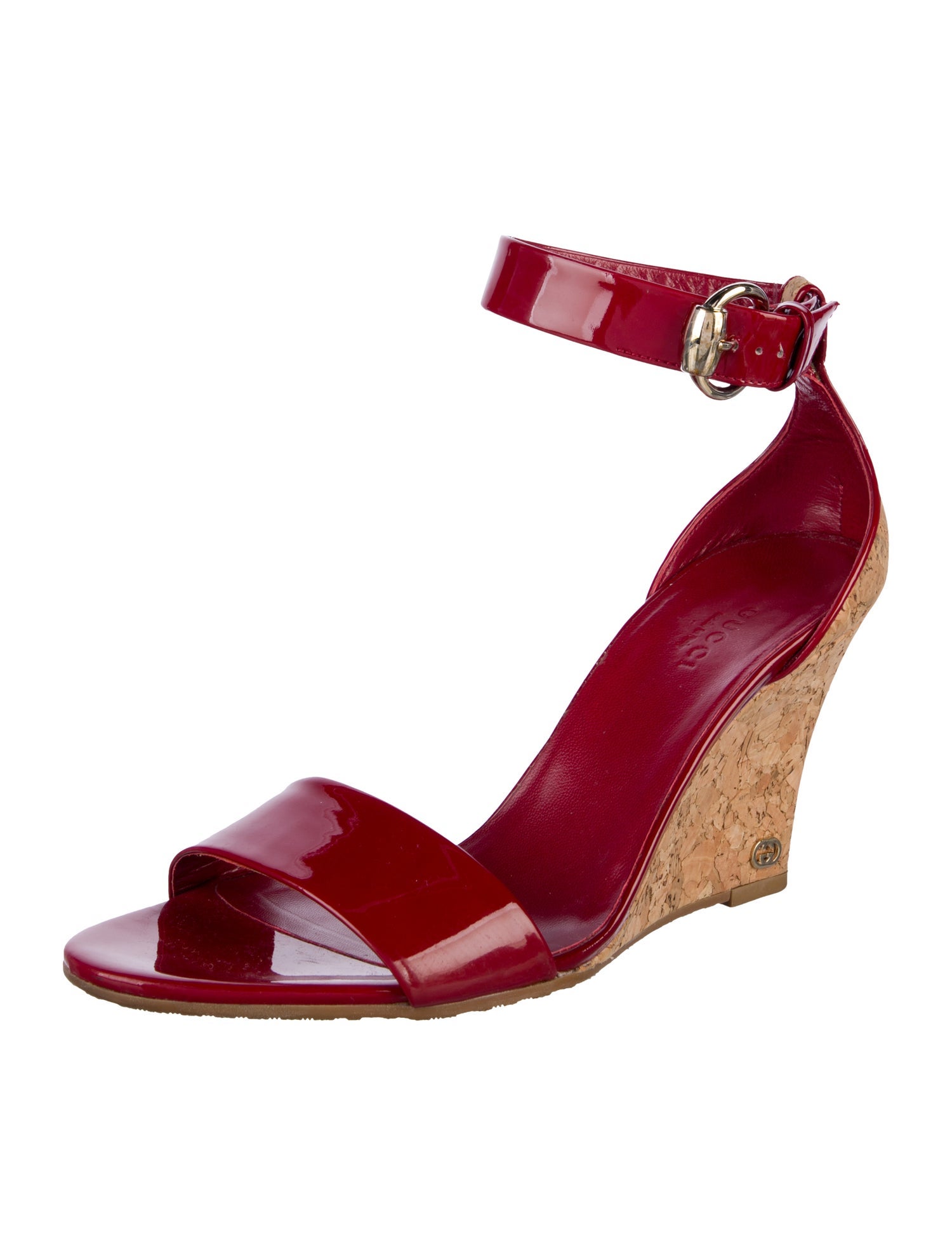 Gucci Double G Logo Patent Leather Sandals