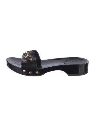 Gucci Horsebit Accent Patent Leather Slides