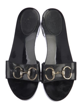 Gucci Horsebit Accent Patent Leather Slides