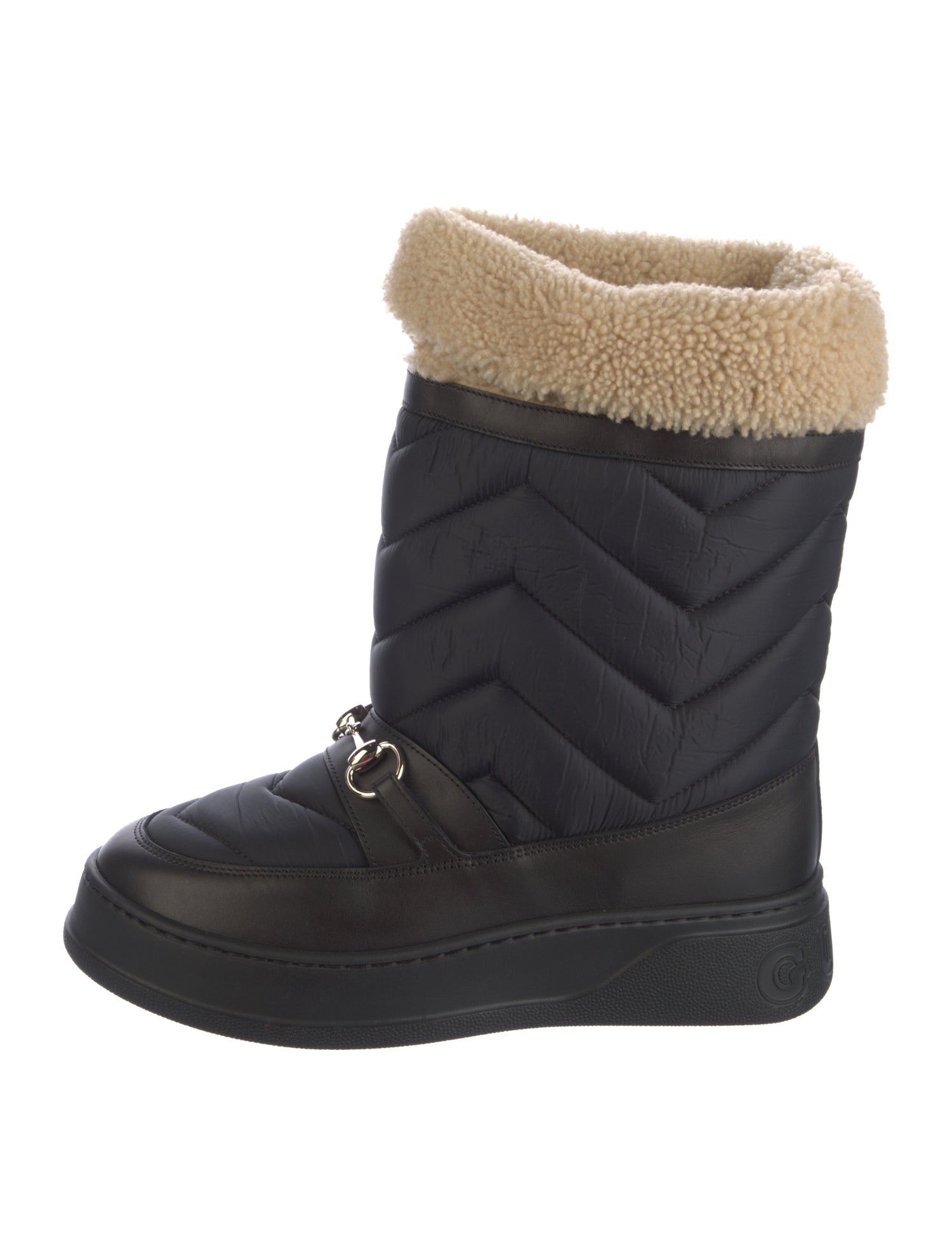 Gucci Nylon Colorblock Pattern Lace-Up Boots