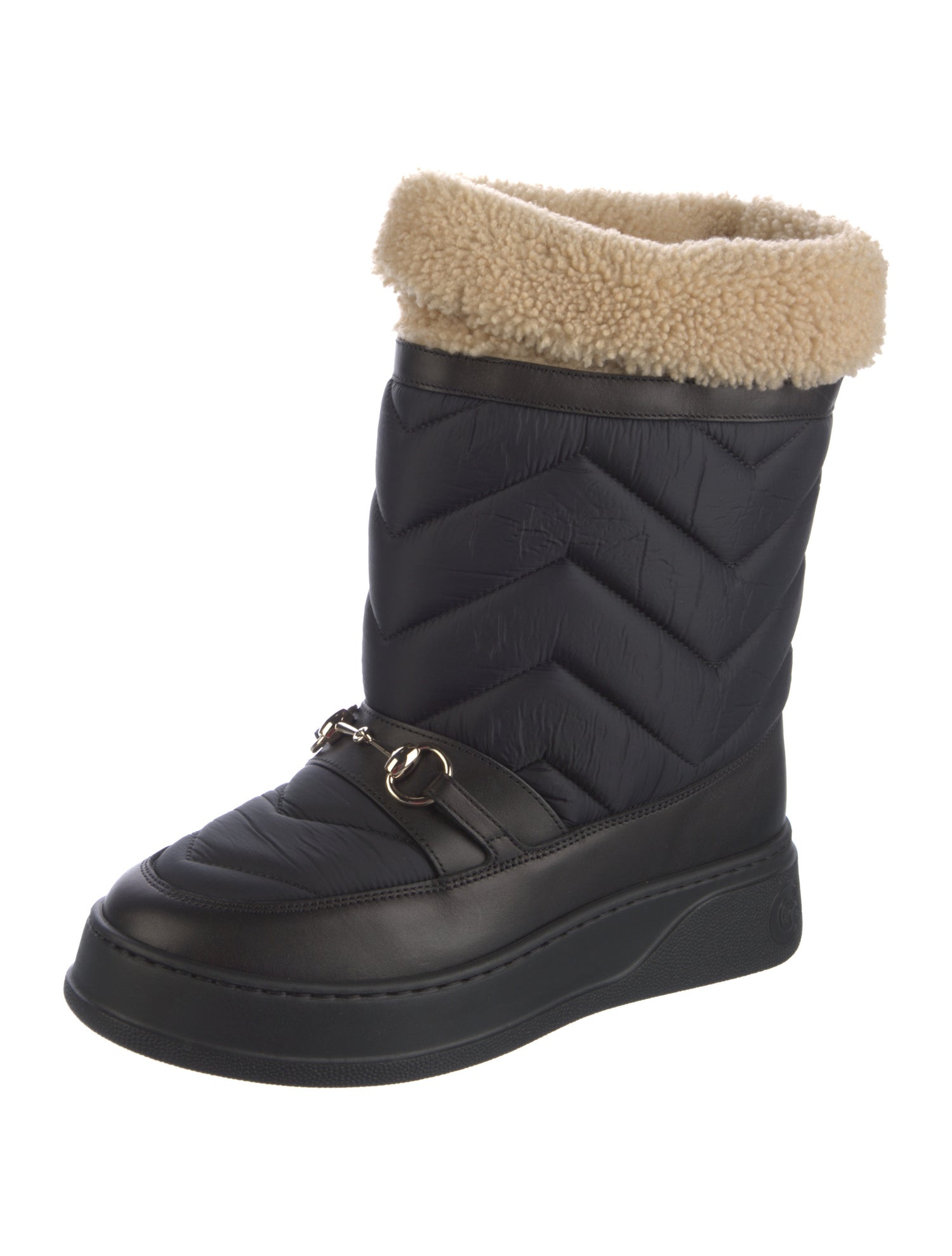 Gucci Nylon Colorblock Pattern Lace-Up Boots