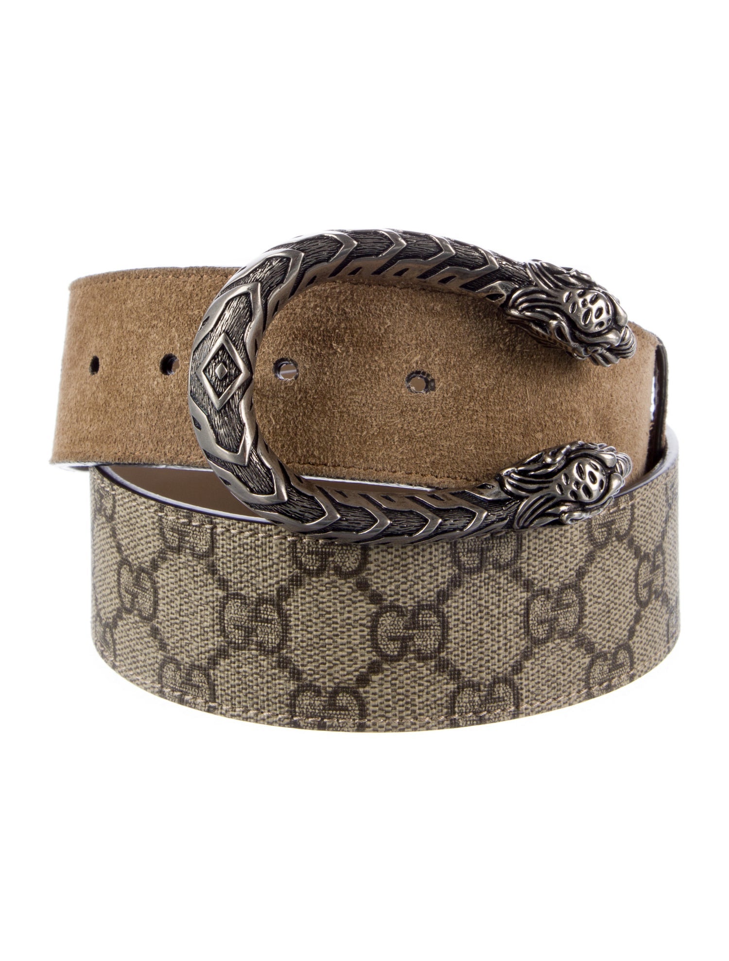Gucci GG Supreme Leather Trim Embellishment Belt