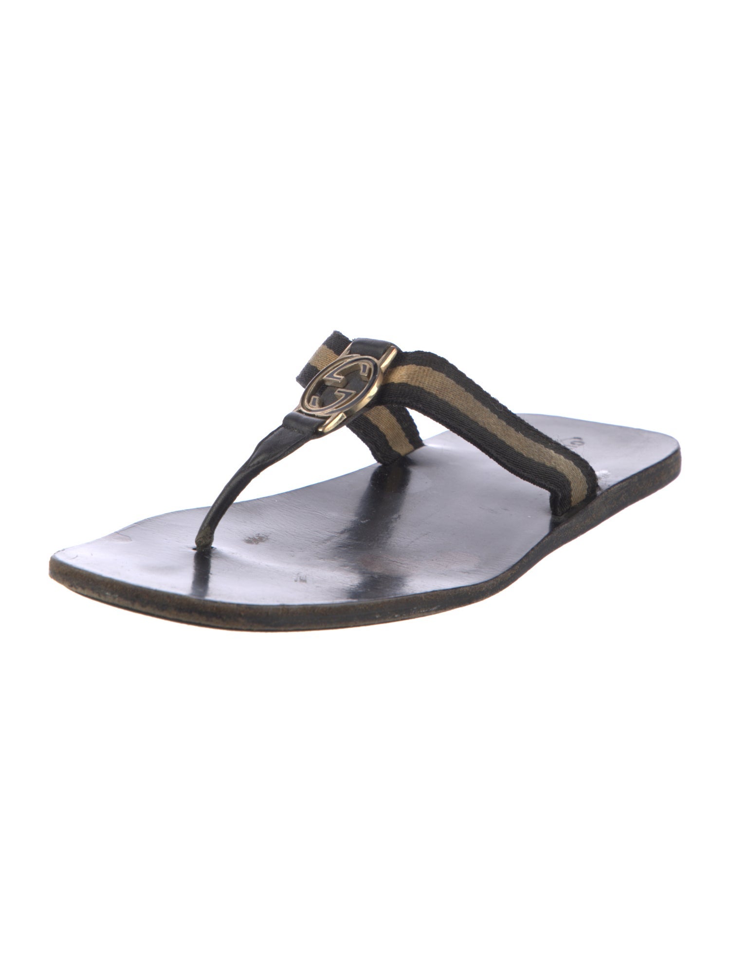 Gucci Interlocking G Logo T-Strap Sandals