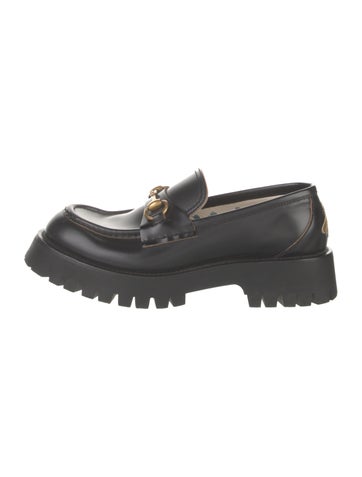 Pre-owned Gucci Lug Horsebit Platform Loafer Horsebit Accent Loafers In Black