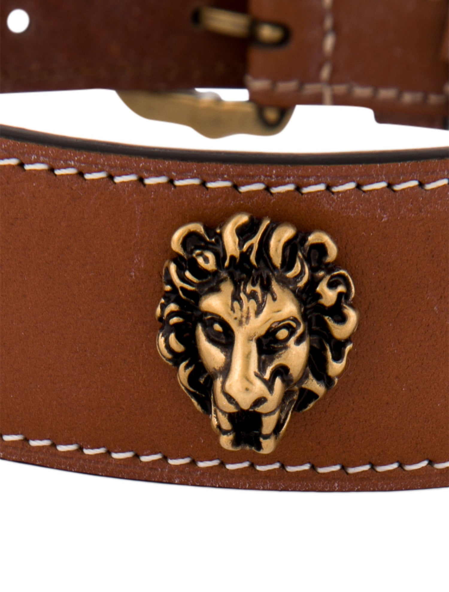 Gucci Leather Lion Head Choker Necklace