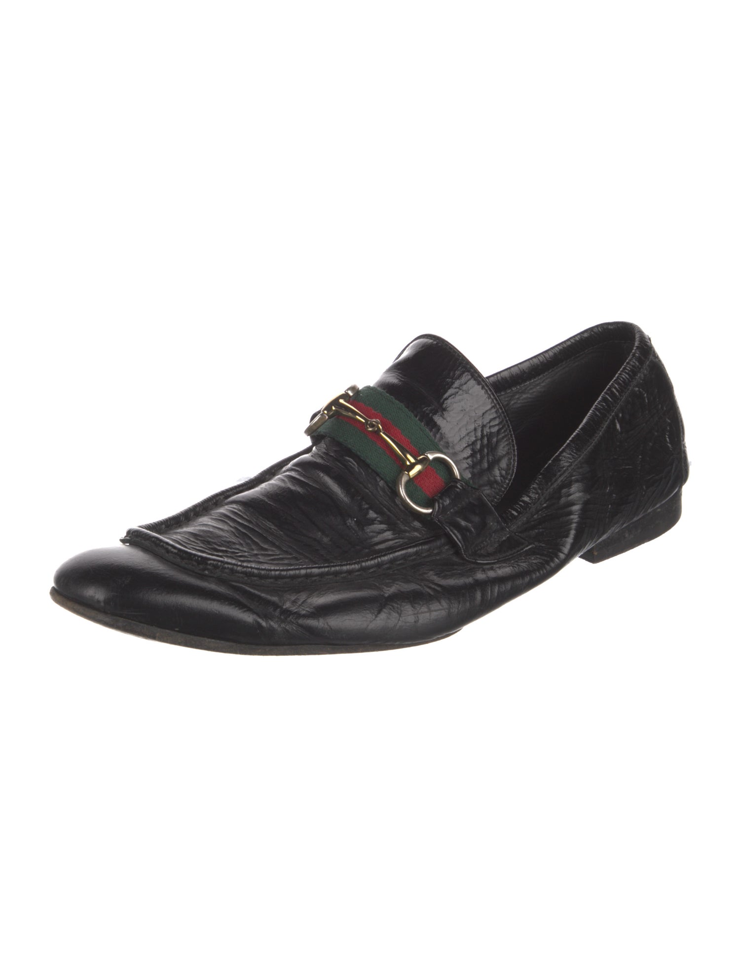 Gucci Web Accent Leather Dress Loafers