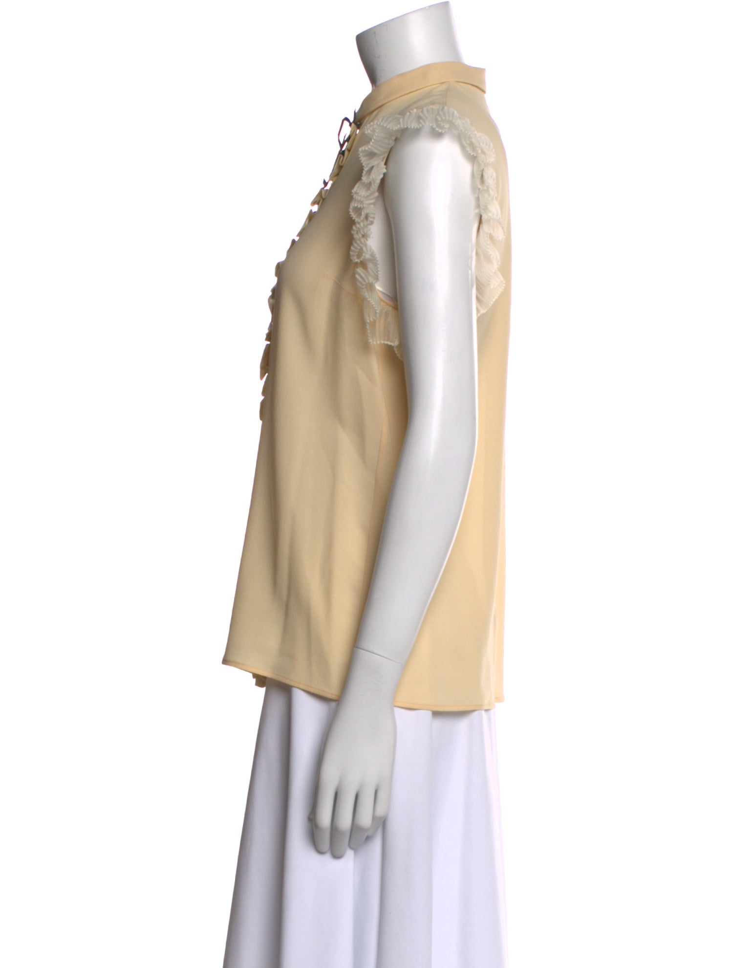 Gucci Silk Short Sleeve Button-Up Top